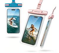 wellhouse Waterproof Phone Pouch, Waterproof Phone Case for iPhone 15 14 13 12 Pro Max XS Samsung, IPX8 3D Cellphone Dry Bag Beach Essentials Luminous Blue Pink 2Pack 7"