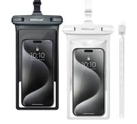 wellhouse Waterproof Phone Pouch, Waterproof Phone Case for iPhone 15 14 13 12 Pro Max XS Samsung, IPX8 3D Cellphone Dry Bag Beach Essentials Black+White, 2 Pack 8.0"