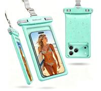 wellhouse Waterproof Phone Pouch, Waterproof Phone Case for iPhone 15 14 13 12 Pro Max XS Samsung, IPX8 3D Cellphone Dry Bag Beach Essentials -Crystal Mint 1 Pack 8.0"
