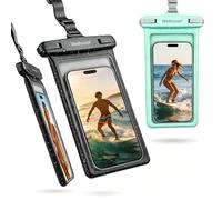 wellhouse Waterproof Phone Pouch, Waterproof Phone Case for iPhone 16 15 14 13 12 Pro Max XS Samsung, IPX8 3D Cellphone Dry Bag Beach Essentials (2 Pack - Black & Green 8.0", 8 inch)