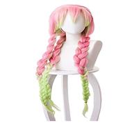 WELLHY Adult Slayer Demon Kanroji Mitsuri Cosplay Wig Halloween Anime Party Hair Accessories kanroji Wig Coser Wig