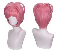 WELLHY Anime Cosplay Wig Doki Doki Literature Club Wig Woman Pink Bob Short Hair for Natsuki Role Play Halloween Party Wigs with Wig Cap Coser Wig