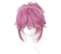 WELLHY Anime Cosplay Wig Hunter x Hunter Machi Cosplay Pink Wig Action Figure Heat Resistant Fiber Hair + Wig Cap Halloween Party Men Women for Party Coser Wig