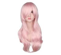 WELLHY Anime Cosplay Wigs Long Curly Hair Diagonal Bangs Light Pink Harajuku Anime cos Fluffy Wig Wig KEEBON Coser Wig