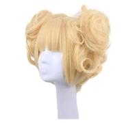 WELLHY Anime Cosplay Wigs My Hero Academia Himiko Toga Tiger Mouth Clip Cosplay Wig Moonlight Gold KEEBON Coser Wig