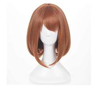 WELLHY Anime Cosplay Wigs My Hero Academia OCHACO URARAKA Cosplay Wig Fluffy Short Hair Wave bob Wig Wig KEEBON Coser Wig