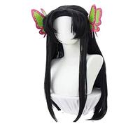 WELLHY Anime Demon Slayer Cosplay Wig Long Ponytails Hair Wigs for Kimetsu no Yaiba Kochou Kanae Role Play Halloween Wigs with Wig Cap Coser Wig