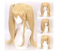 WELLHY Anime Kakegurui Meari Saotome Cosplay Wig Halloween Costume Wig Golden Double Ponytail Wig Coser Wig