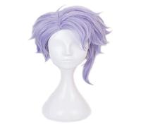 WELLHY Anime Twisted-Wonderland Cosplay Wig Men Purple Mixed Color Short Curly Bob Cut Wig for Azul Ashengrotto Role Play Halloween Wigs with Wig Cap Coser Wig