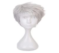 WELLHY Anime Twisted-Wonderland Cosplay Wig Short Grey Synthetic Wigs Short Curly Cut for Kalim Al Asim Role Play Halloween Wigs with Wig Cap Coser Wig
