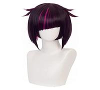 WELLHY Anime Twisted-Wonderland Cosplay Wig Women Short Hime Cut Bob Synthetic Wigs with Pink Highlight for Lilia Vanrouge Role Play Halloween Wigs with Wig Cap Coser Wig