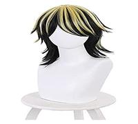 WELLHY Black Blonde Hanemiya Kazutora Cosplay Wig for Tokyo Revengers Anime Cosplay Halloween Party Layered Hair Costume with Bangs Coser Wig