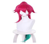 WELLHY Cafe Cutie Sivir Cosplay Wig 85cm Rose Gradient Blue Green Straight Wigs Heat Resistant Synthetic Hair for Anime Costume Halloween Cosplay Coser Wig