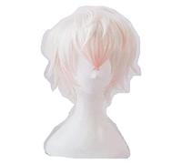 WELLHY Cosplay Wig 2020Mystic Messenger Cosplay Wigs Saeran Ray Wig Short White Mix Pink Heat Resistant Synthetic Hair Cosplay Wig + Wig Cap for Coser