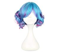 WELLHY Cosplay Wig 30CM Short Curly Synthetic Blue Mix Color 16 Styles Cosplay Wig 100% High Temperature Fiber FLYAND for Coser