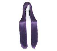 WELLHY Cosplay Wig 39‘’ 100cm Dark Purple Long Yuri Wig Game Anime DDLC Doki Doki Literature Club Heat Resistant Hair Cosplay Wigs + Wig Cap for Coser