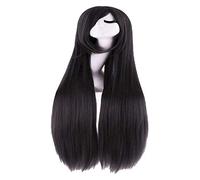 WELLHY Cosplay Wig 40 100cm Oblique Bangs Anime Costume Long Straight Cosplay Wig Party Wig (Black) for Coser