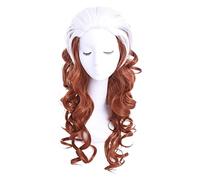 WELLHY Cosplay Wig 60cm/23.62inches Cosplay Wigs White Mixed Brown Heat Resistant Synthetic Hair Perucas Cosplay Wig for Coser