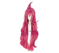 WELLHY Cosplay Wig 75cm Du Couteau Katarina Cosplay Wig Long Fushia Heat Resistant Synthetic Hair Wig + Wig Cap for Coser