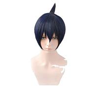 WELLHY Cosplay Wig Anime Chainsaw Man Cosplay Hayakawa AKI Wigs Short Blue Black Mixed Heat Resistant Synthetic Hair Cosplay Wig + Wig Cap for Coser