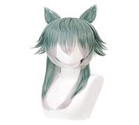 WELLHY Cosplay Wig Anime Cosplay Costume Wig BEASTARS Wig Legoshi Wig Green Gradient Grayish White Wig With Clip Wolf Ears with Free Wig Cap for Halloween Party Carnival Nightlife Concerts Weddings F