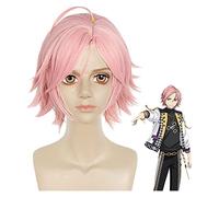 WELLHY Cosplay Wig Anime Cosplay Costume Wig Ensemble Stars Wig Oukawa Kohaku Wig Pink Short Hair Wig with Free Wig Cap for Halloween Party Carnival Nightlife Coser Wig