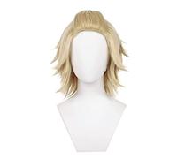 WELLHY Cosplay Wig Anime Cosplay Costume Wig Tokyo Revengers Wig Manjiro Sano/Mikey Wig Short Gold Hair with Free Wig Cap for Halloween Party Carnival Nightlife Concerts Weddings for Coser