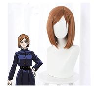 WELLHY Cosplay Wig Anime Cosplay Jujutsu Kaisen Cosplay Nobara Kugisa Brown Short Heat Resistant Synthetic Hair Halloween Carnival Party + Wig Cap for Coser