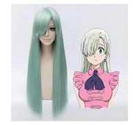 WELLHY Cosplay Wig Anime Cosplay The Seven Deadly Sins Wigs Elizabeth Liones Wig Long Green Straight Women Synthetic Hair with Wig Cap for Halloween Party Carnival Nightlife for Coser