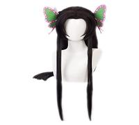 WELLHY Cosplay Wig Anime Cosplay Wig Demon Slayer Wig Kochou Shinobu Wig with Free Wig Cap+Butterfly Hairpin for Halloween Party Carnival Nightlife Concerts Weddings for Coser