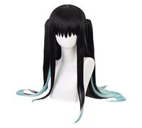 WELLHY Cosplay Wig Anime Cosplay Wig Demon Slayer Wig Tokitou Muichirou Wig Long Black Green Gradient Wig with Free Wig Cap for Halloween Party Carnival Nightlife Concerts Weddings for Coser