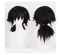 WELLHY Cosplay Wig Anime Cosplay Wig Demon Slayer Wig Tomioka Giyuu Wig Long Black Ponytail Wig with Free Wig Cap for Halloween Party Carnival Nightlife Concerts Weddings for Coser
