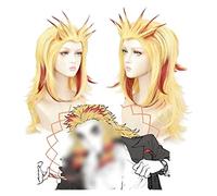 WELLHY Cosplay Wig Anime Cosplay Wig Demon Slayer Wigs Kimetsu No Yaiba Rengoku Kyoujurou Wigs for Halloween Heat Resistant Synthetic Hair Wig No No Shedding for Coser