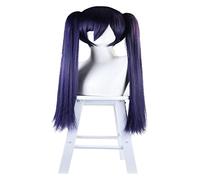 WELLHY Cosplay Wig Anime Cosplay Wig for Genshin Impact Astrologist Mona Megistus Women with Twin Ponytails Bangs Hair Modeling Party Dress Up Wig Heat Resistant Synthetic Hair + Free Wig Cap For Cose