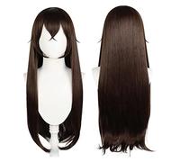 WELLHY Cosplay Wig Anime Game Cosplay Wig for Genshin Impact Amber Women Long Straight Brown Hair Modeling Party Dress Up Wig Heat Resistant Synthetic Hair + Wig Cap for Coser