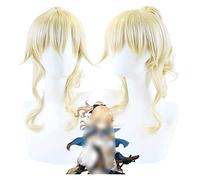 WELLHY Cosplay Wig Anime Game Cosplay Wig for Genshin Impact Jean Gunnhildr Women Blonde Ponytail Hair Modeling Party Dress Up Wig Heat Resistant Synthetic Hair + Wig Cap for Coser