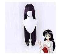 WELLHY Cosplay Wig Anime Sailor Moon Mars Hino Rei Purple Long Wig Cosplay Costume 100CM Heat Resistant Synthetic Hair Women Party Wigs FLYAND for Coser