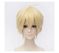 WELLHY Cosplay Wig Anime Seraph of The End Mikaela Hyakuya Wig Cosplay Costume Men & Women Short Yellow Hair Halloween Party Wigs for Coser