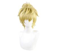 WELLHY Cosplay Wig Anime Tenkuu Shinpan High-Rise Invasion Mayuko Nise Cosplay Wig Yellow Ponytail Heat Resistant Synthetic Hair Wigs + Wig Cap for Coser