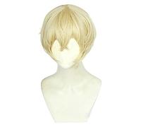 WELLHY Cosplay Wig Anime Tokyo Revengers Cosplay Matsuno Chifuyu Cosplay Wig Short Blonde Black Heat Resistant Synthetic Hair Wigs + Wig Cap for Coser