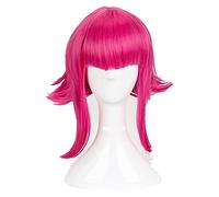 WELLHY Cosplay Wig Annie Hastur Cosplay Wigs 45cm Rose Red Heat Resistant Synthetic Hair Wig + Wig Cap for Coser