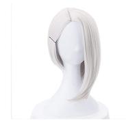 WELLHY Cosplay Wig Ashe Cosplay Wig 30cm Short Straight Heat Resistant Synthetic Hair OW Game Wig Silver-White Costume Party Wig for Coser
