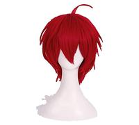 WELLHY Cosplay Wig Assassination Classroom Akabane Akashi Seijuro Cosplay Wigs Short Flame Red Heat Resistant Synthetic Hair Wig + Wig Cap for Coser