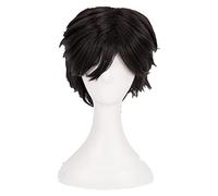 WELLHY Cosplay Wig Banana Fish Eiji Okumura Cosplay Wig Short Black Heat Resistant Synthetic Hair Wig + Wig Cap for Coser