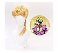 WELLHY Cosplay Wig Bizarre Adventure Giorno Giovanna Golden Wig Cosplay Costume Giogio Styled Hair Wig for Halloween Role Play for Coser