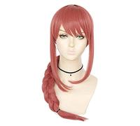 WELLHY Cosplay Wig Chainsaw Man Cosplay Makima Wig Long Braid Pink Heat Resistant Synthetic Hair Wigs + Wig Cap for Coser