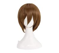 WELLHY Cosplay Wig Death Note Yagami Light Cosplay Wigs Short Golden Brown Heat Resistant Synthetic Hair Wig + Wig Cap for Coser
