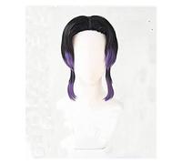 WELLHY Cosplay Wig Demon Slayer: Kimetsu No Yaiba Kochou Shinobu Cosplay Wig Women Black Purple Synthetic Hair Wigs+ Free Wig Cap Style A for Coser