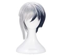 WELLHY Cosplay Wig Dr.Stone Asagiri Gen Cosplay Wig Mixed Black Silver White Heat Resistant Synthetic Hair Wig + Wig Cap for Coser
