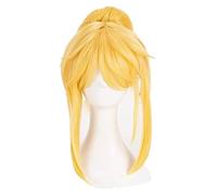 WELLHY Cosplay Wig Fate Apocrypha Mordred Cosplay Wigs 40cm Long Light Golden Heat Resistant Synthetic Hair Wig + Wig Cap for Coser